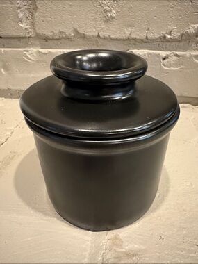 Butter Bell Crock by L. Tremain French Ceramic Butter Keeper, Matte Black
